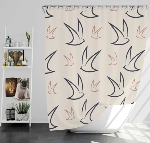 Flying Bird Minimalist Shower Curtain