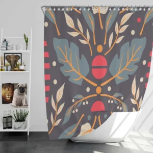 Folk Art Floral Pattern Shower Curtain