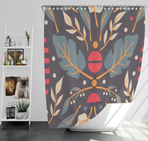 Folk Art Floral Pattern Shower Curtain