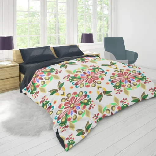 Folklore Floral Design Duvet Cover 1