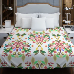 Folklore Floral Design Duvet Cover