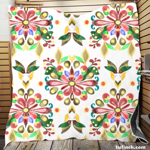 Folklore Floral Design Quilt Blanket