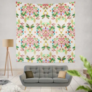 Folklore Floral Design Wall Tapestry