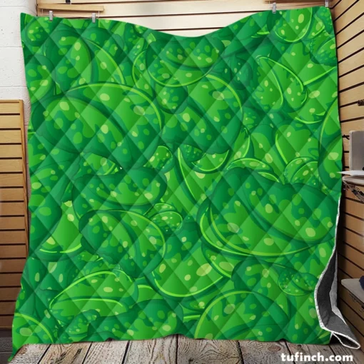 Fresh Green Leaves Quilt Blanket