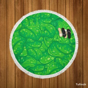 Fresh Green Leaves Round Beach Towel