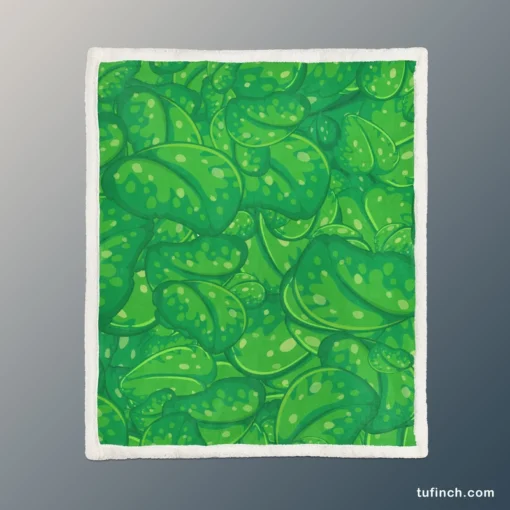 Fresh Green Leaves Sherpa Fleece Blanket 1