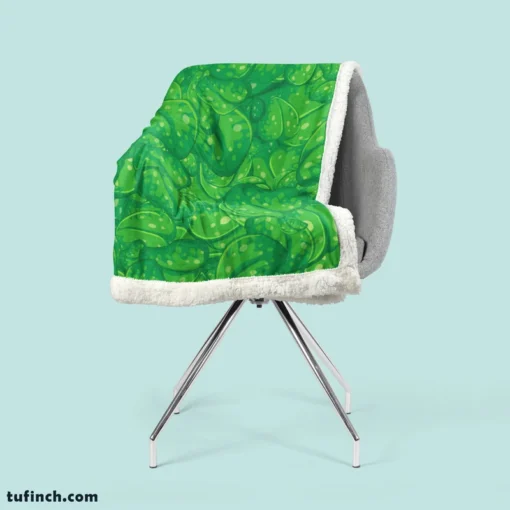 Fresh Green Leaves Sherpa Fleece Blanket 2