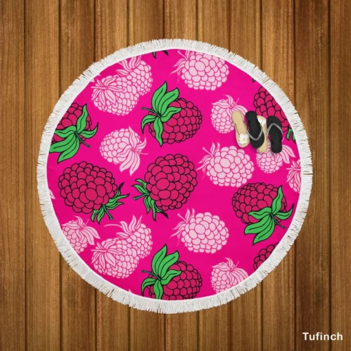 Fresh Raspberry Pink Background Round Beach Towel