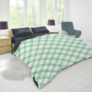 Frog Green Gingham Cross Duvet Cover 1