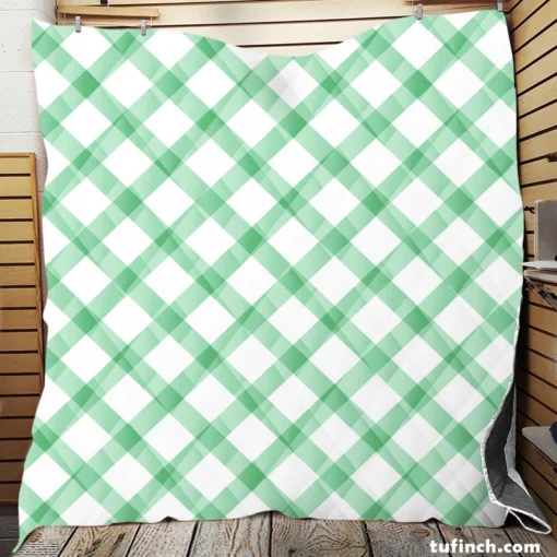 Frog Green Gingham Cross Quilt Blanket