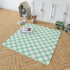 Frog Green Gingham Cross Rug 1