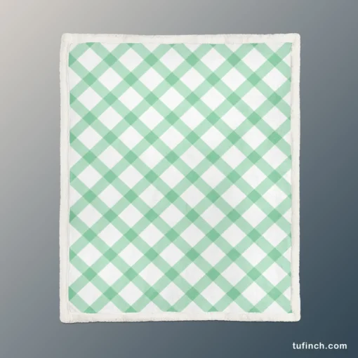 Frog Green Gingham Cross Sherpa Fleece Blanket 1