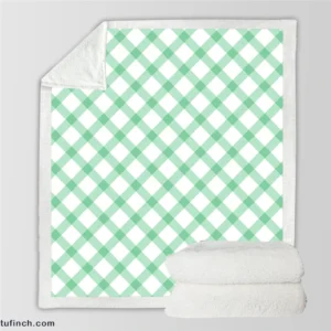 Frog Green Gingham Cross Sherpa Fleece Blanket