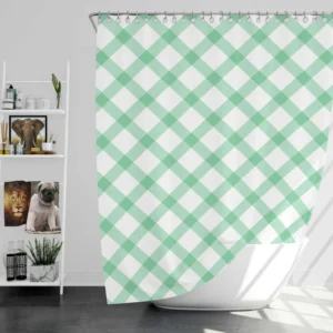 Frog Green Gingham Cross Shower Curtain