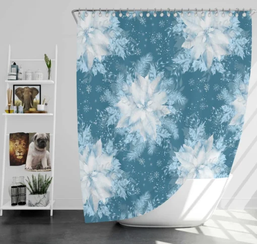 Frozen Snowflakes Winter Design Shower Curtain