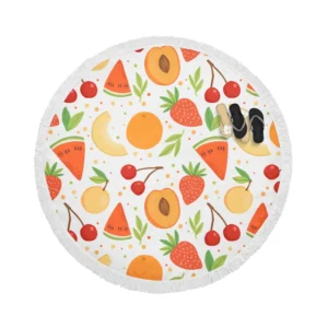 Fruit Pattern with Pears Round Beach Towel