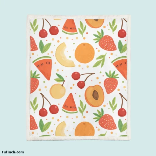 Fruit Pattern with Pears Sherpa Fleece Blanket 1