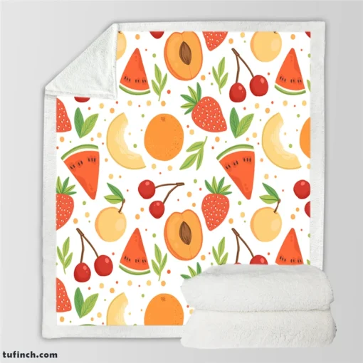 Fruit Pattern with Pears Sherpa Fleece Blanket