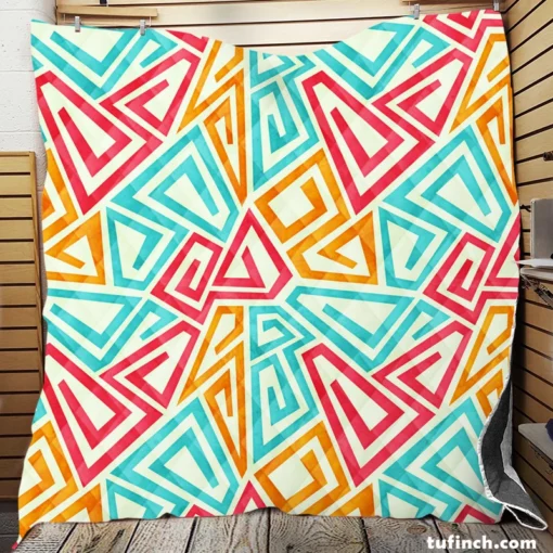 Funky Maze Seamless Pattern Quilt Blanket