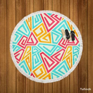 Funky Maze Seamless Pattern Round Beach Towel