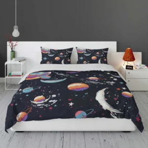 Futuristic Colorful Planets Bedding Set 1