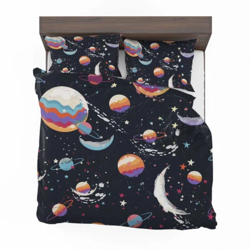 Futuristic Colorful Planets Bedding Set 2