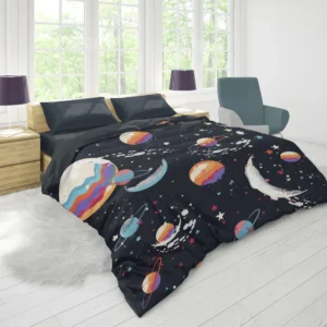 Futuristic Colorful Planets Duvet Cover 1