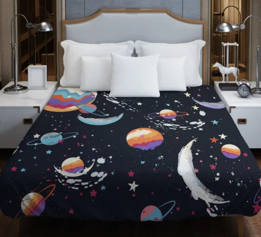 Futuristic Colorful Planets Duvet Cover