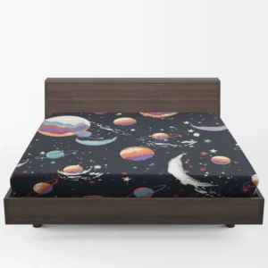 Futuristic Colorful Planets Fitted Sheet 1