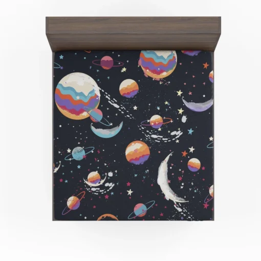 Futuristic Colorful Planets Fitted Sheet