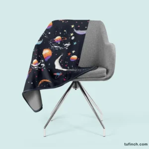 Futuristic Colorful Planets Fleece Blanket 2