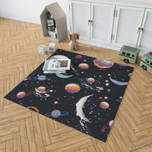 Futuristic Colorful Planets Rug 1