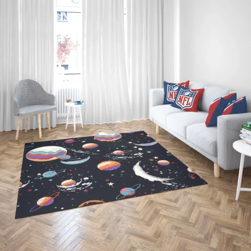 Futuristic Colorful Planets Rug 2