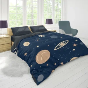 Galaxy Star Planets De Duvet Cover 1