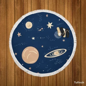 Galaxy Star Planets De Round Beach Towel