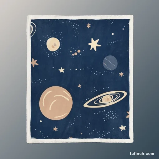 Galaxy Star Planets De Sherpa Fleece Blanket 1