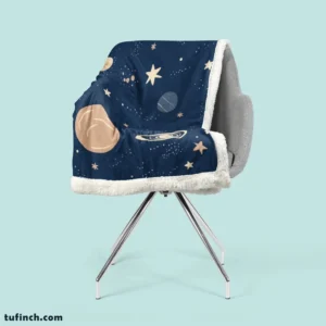 Galaxy Star Planets De Sherpa Fleece Blanket 2