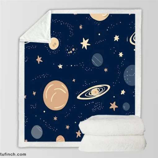 Galaxy Star Planets De Sherpa Fleece Blanket