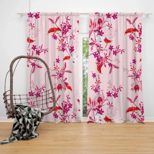 Gentle Garden Orchid Flowers Curtain