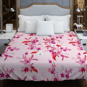 Gentle Garden Orchid Flowers Duvet Cover