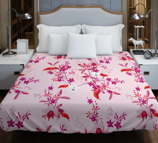 Gentle Garden Orchid Flowers Duvet Cover