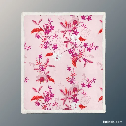 Gentle Garden Orchid Flowers Sherpa Fleece Blanket 1