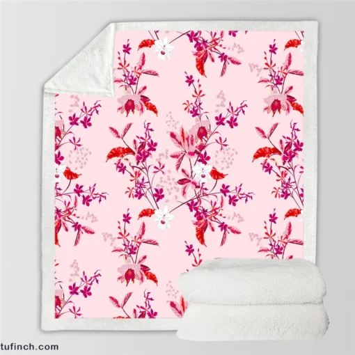 Gentle Garden Orchid Flowers Sherpa Fleece Blanket