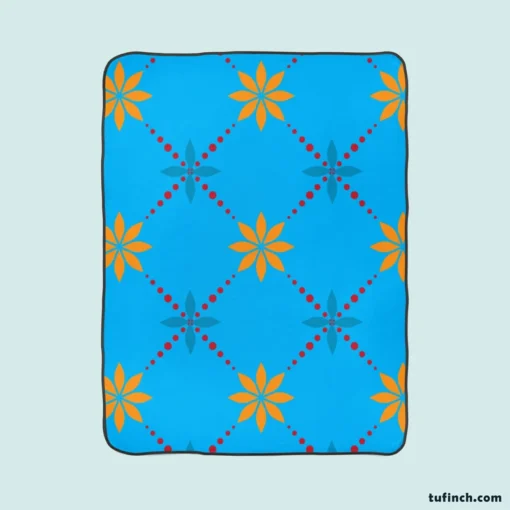 Geometric Botanical Pattern Fleece Blanket 1