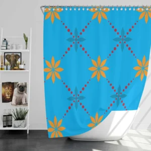 Geometric Botanical Pattern Shower Curtain