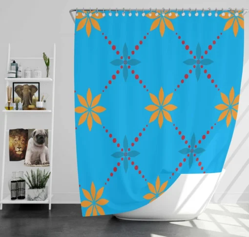 Geometric Botanical Pattern Shower Curtain