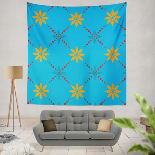 Geometric Botanical Pattern Wall Tapestry