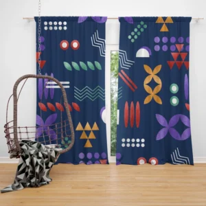 Geometric Colorful Pattern with Grain Texture Curtain