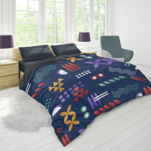 Geometric Colorful Pattern with Grain Texture Duvet Cover 1