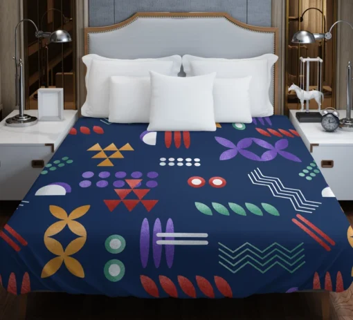 Geometric Colorful Pattern with Grain Texture Duvet Cover